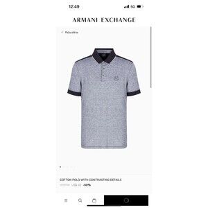 Armani Exchange Cotton Polo with Contrasting Details Gray Polo Shirt- Size XXL